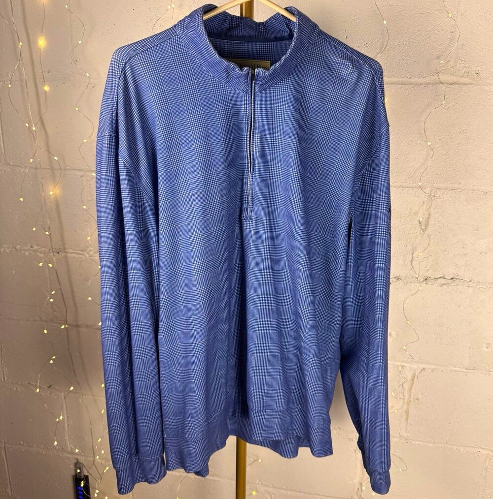 Donald Ross Sportswear men's XL blue check long sleeve shirt made in Korea